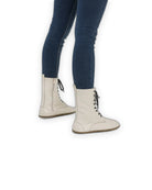 Close-up calf leather - Cream Barefoot Boot Detail | Bespoky