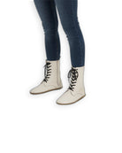 Women's Cream Barefoot Boot - Handcrafted Calf Leather Wide Toe Box | Bespoky