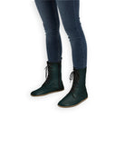 Women's Dark Green Barefoot Boot - Handcrafted Calf Leather Wide Toe Box | Bespoky