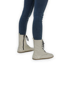 Close-up calf leather - Lucas Beige Barefoot Boot Detail | Bespoky
