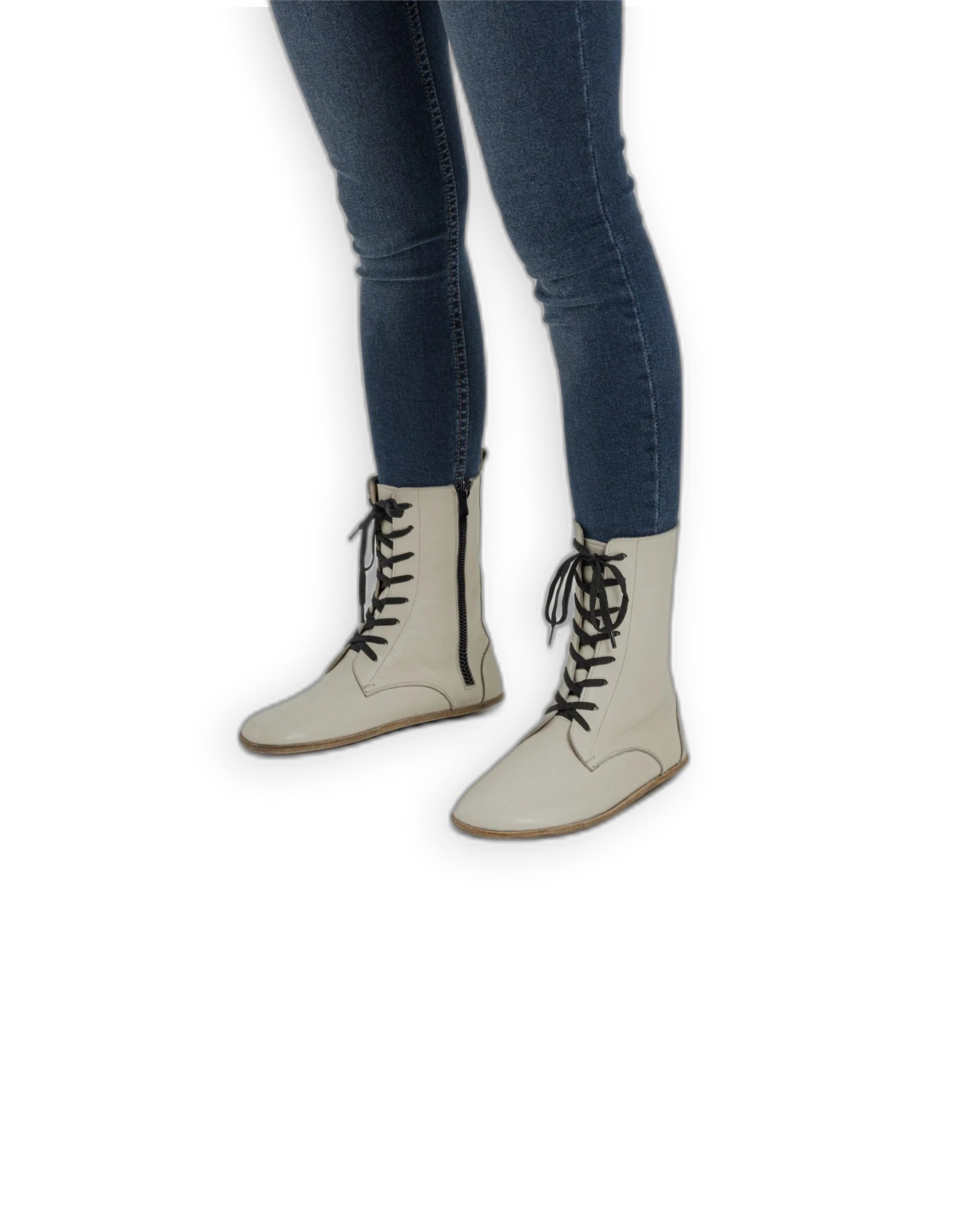 Women's Lucas Beige Barefoot Boot - Handcrafted Calf Leather Wide Toe Box | Bespoky