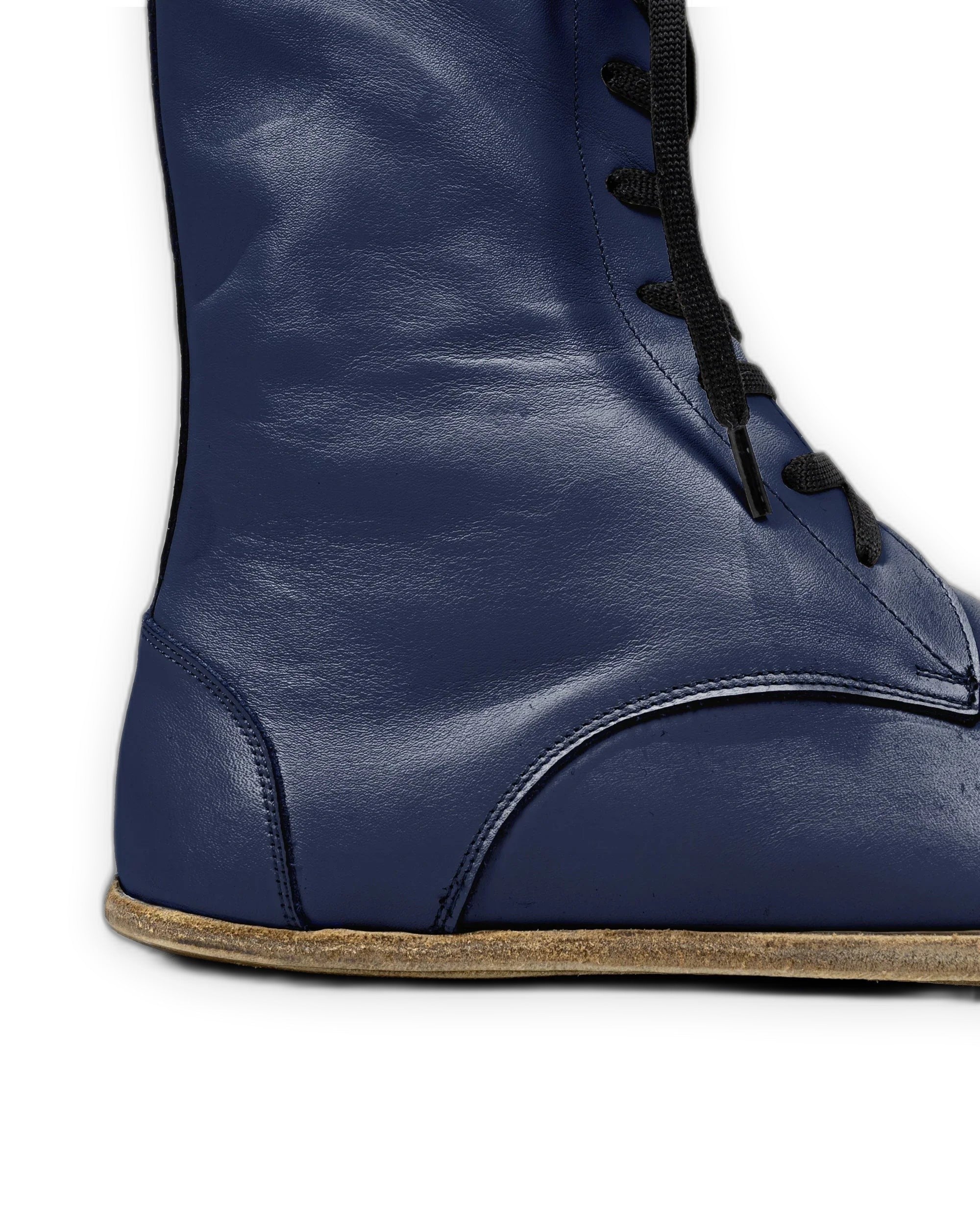 Side view Navy Blue Barefoot Boot - Calf Leather Zero Drop | Bespoky