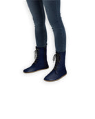 Women's Navy Blue Barefoot Boot - Handcrafted Calf Leather Wide Toe Box | Bespoky