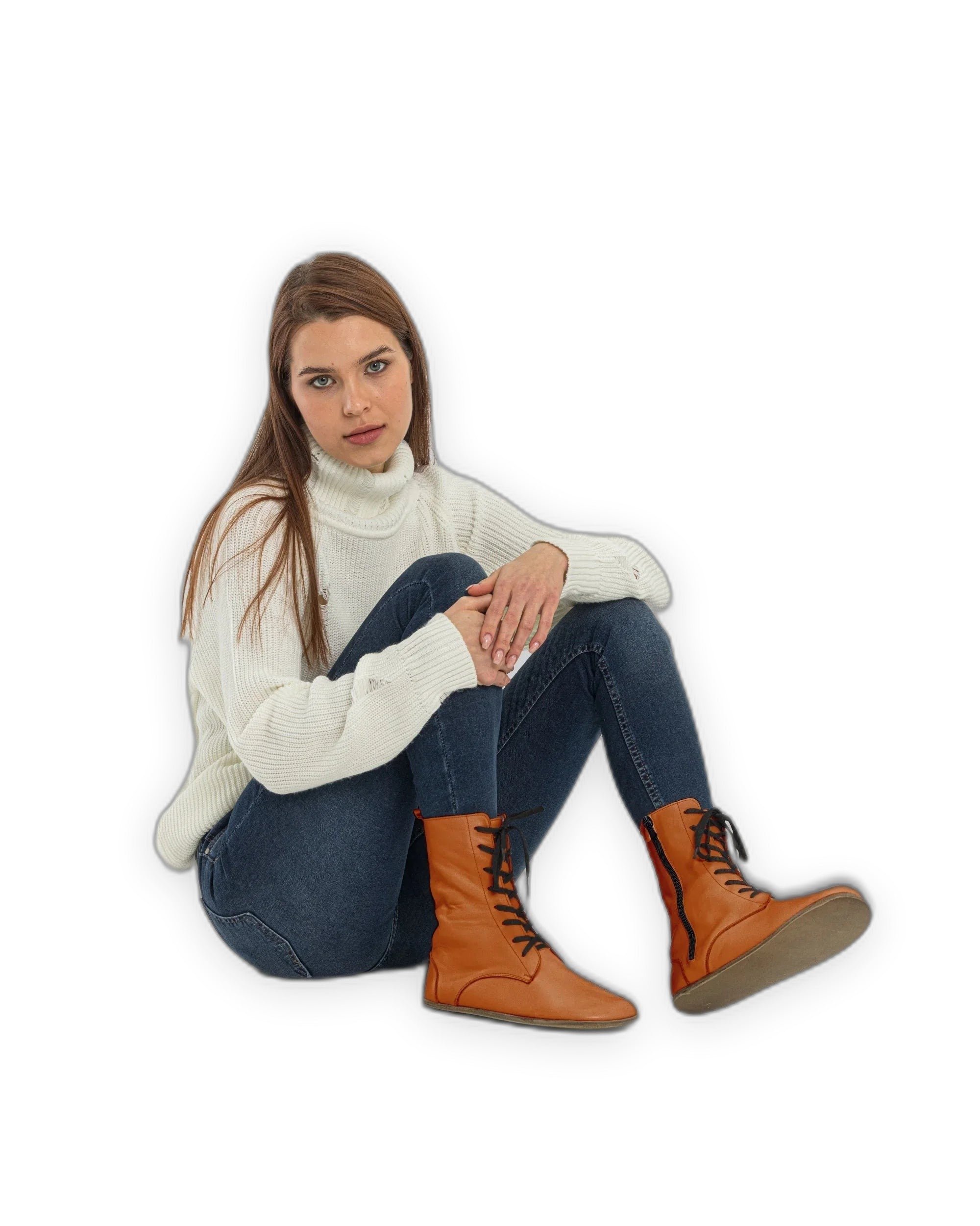 Top view Orange Barefoot Boot - Handcrafted Calf Leather | Bespoky
