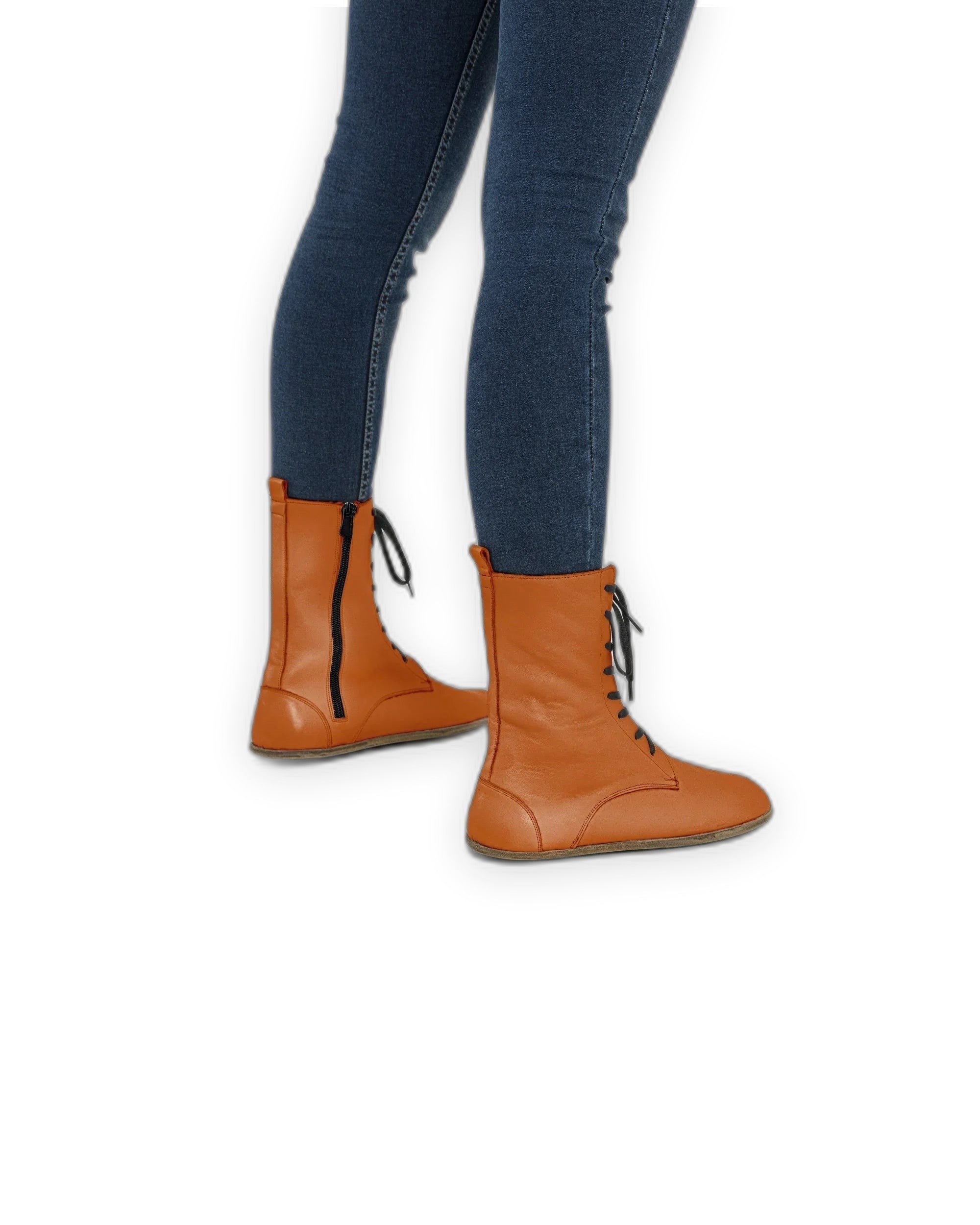 Detail Orange Barefoot Boot - Handcrafted Calf Leather Turkey | Bespoky