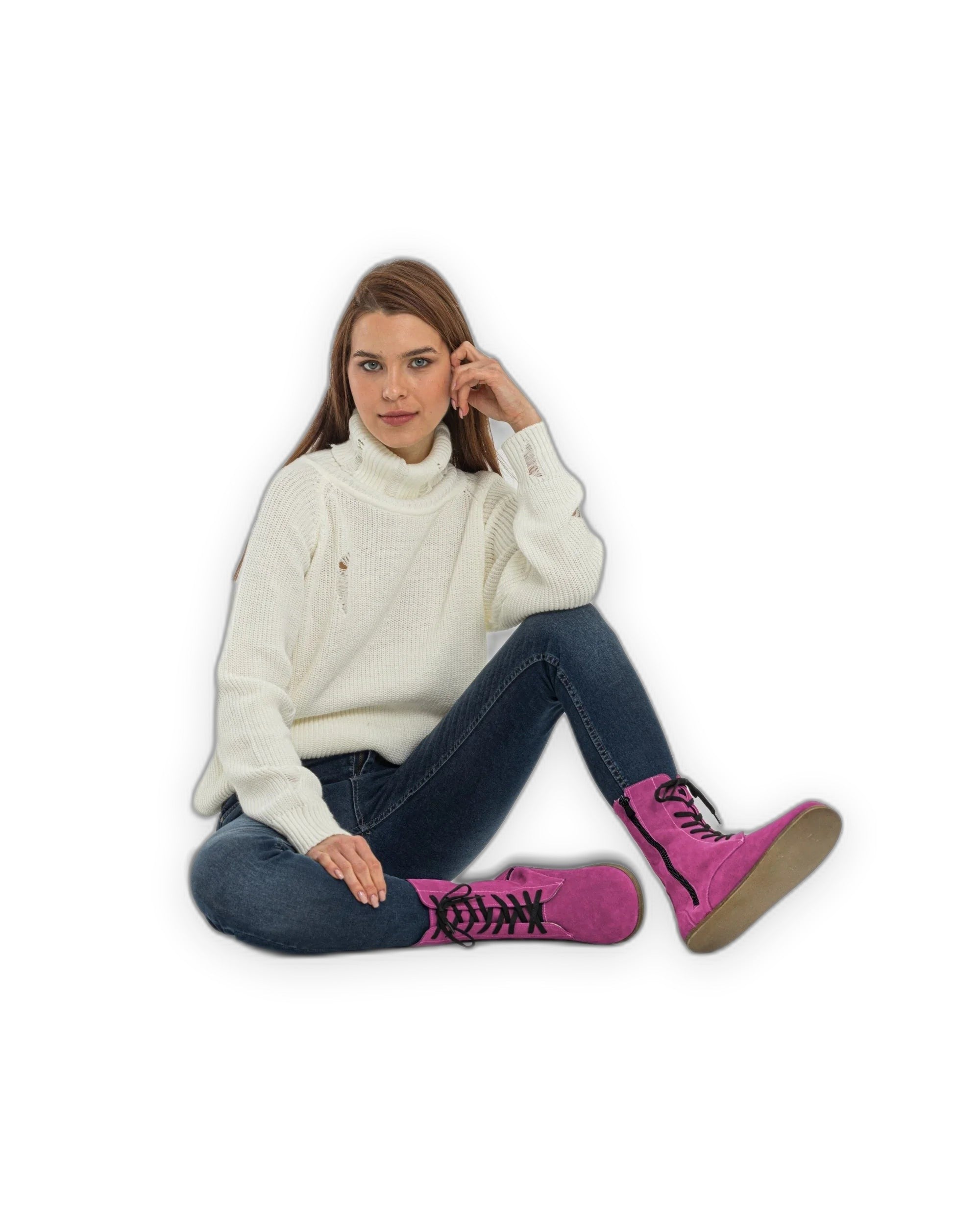 Back view Pink Barefoot Boot - Calf Leather Handcrafted | Bespoky