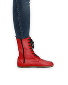 Pair Red Barefoot Boot - Barefoot Wide Toe Calf Leather | Bespoky