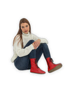 Back view Red Barefoot Boot - Calf Leather Handcrafted | Bespoky