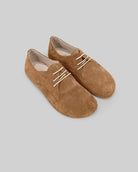 Men's Tan Suede Oxford Shoes - Handcrafted Calf Leather Wide Toe Box | Bespoky