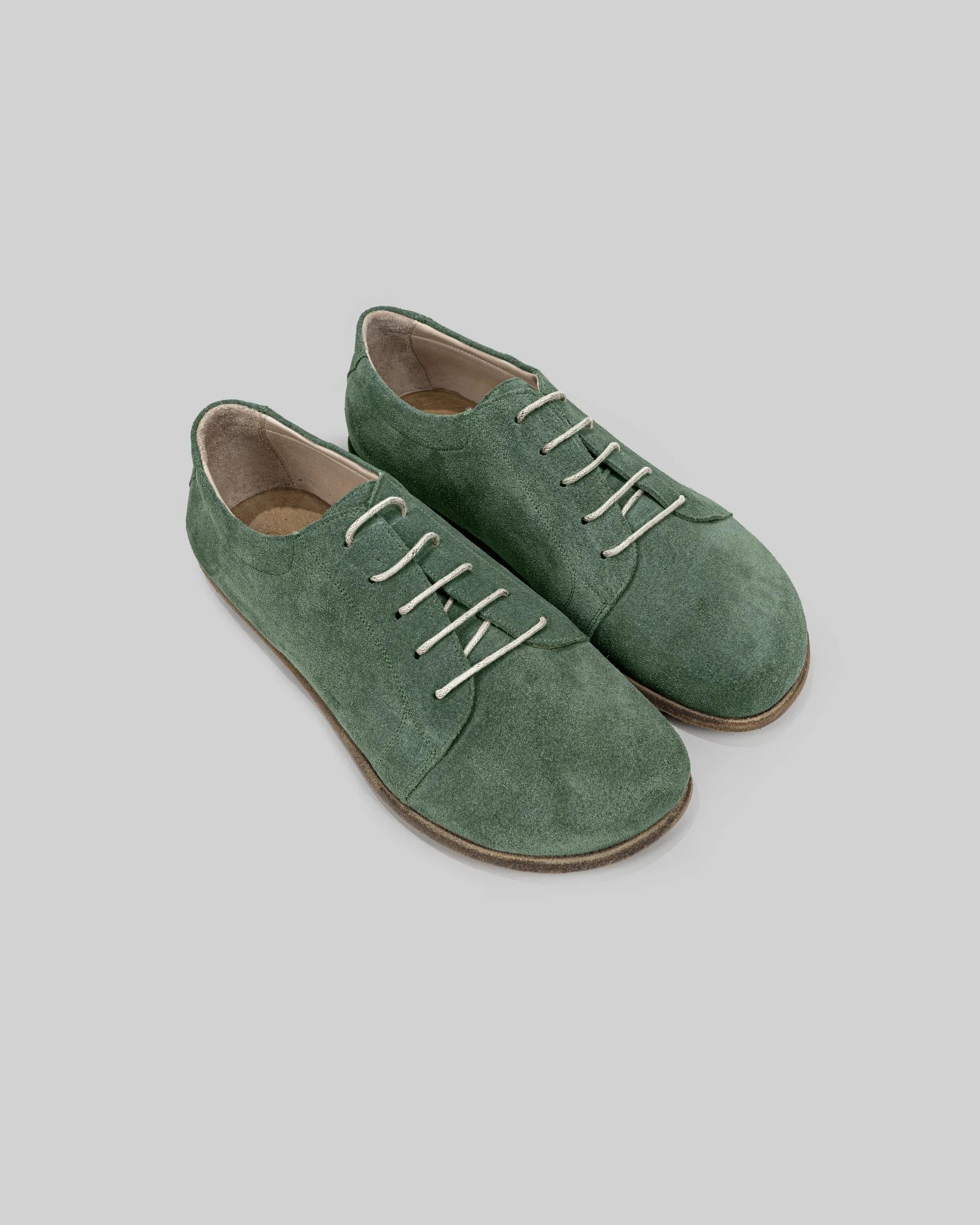 Men's Green Suede Barefoot Sneaker - Handcrafted Calf Leather Wide Toe Box | Bespoky