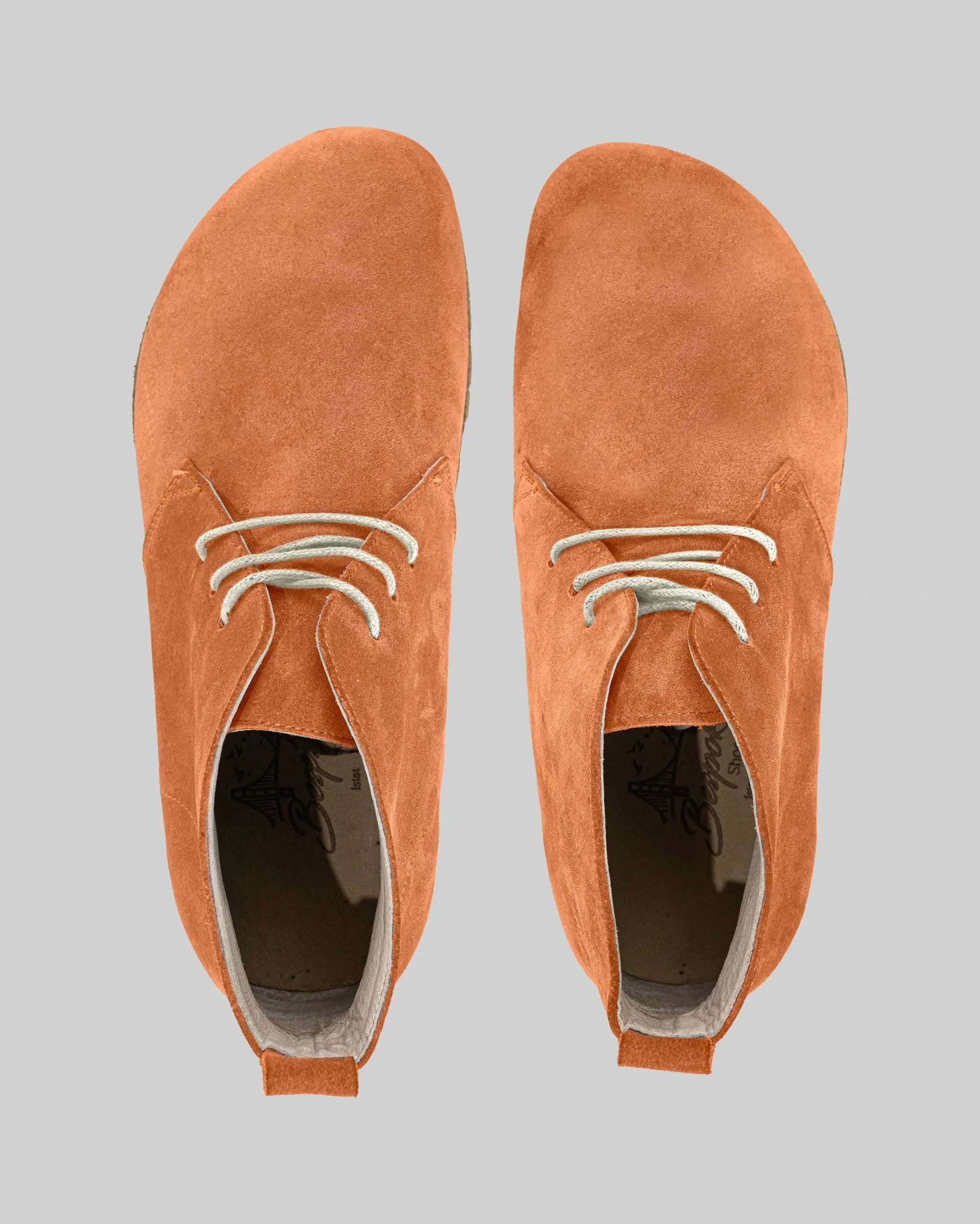 Top view Orange Suede Ankle Boots - Handcrafted Calf Leather | Bespoky
