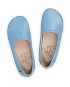 Side view Baby Blue Ballet Flats - Calf Leather Zero Drop | Bespoky