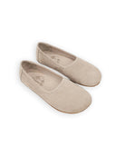 Women's Beige Ballet Flats - Handcrafted Calf Leather Wide Toe Box | Bespoky