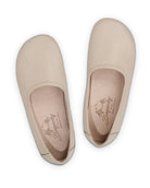 Side view Beige Ballet Flats - Calf Leather Zero Drop | Bespoky