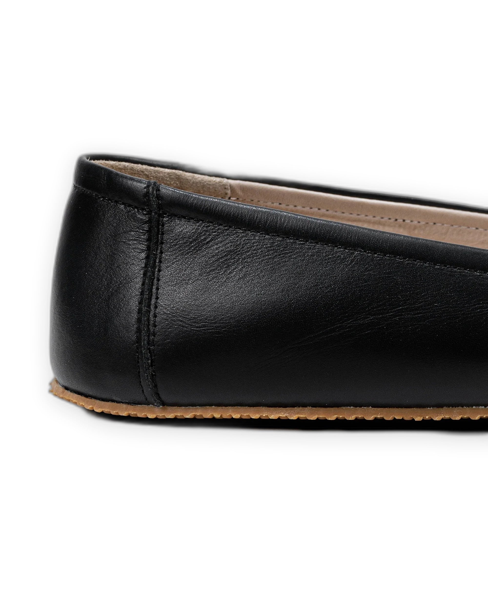Side view Black Ballet Flats - Calf Leather Zero Drop | Bespoky