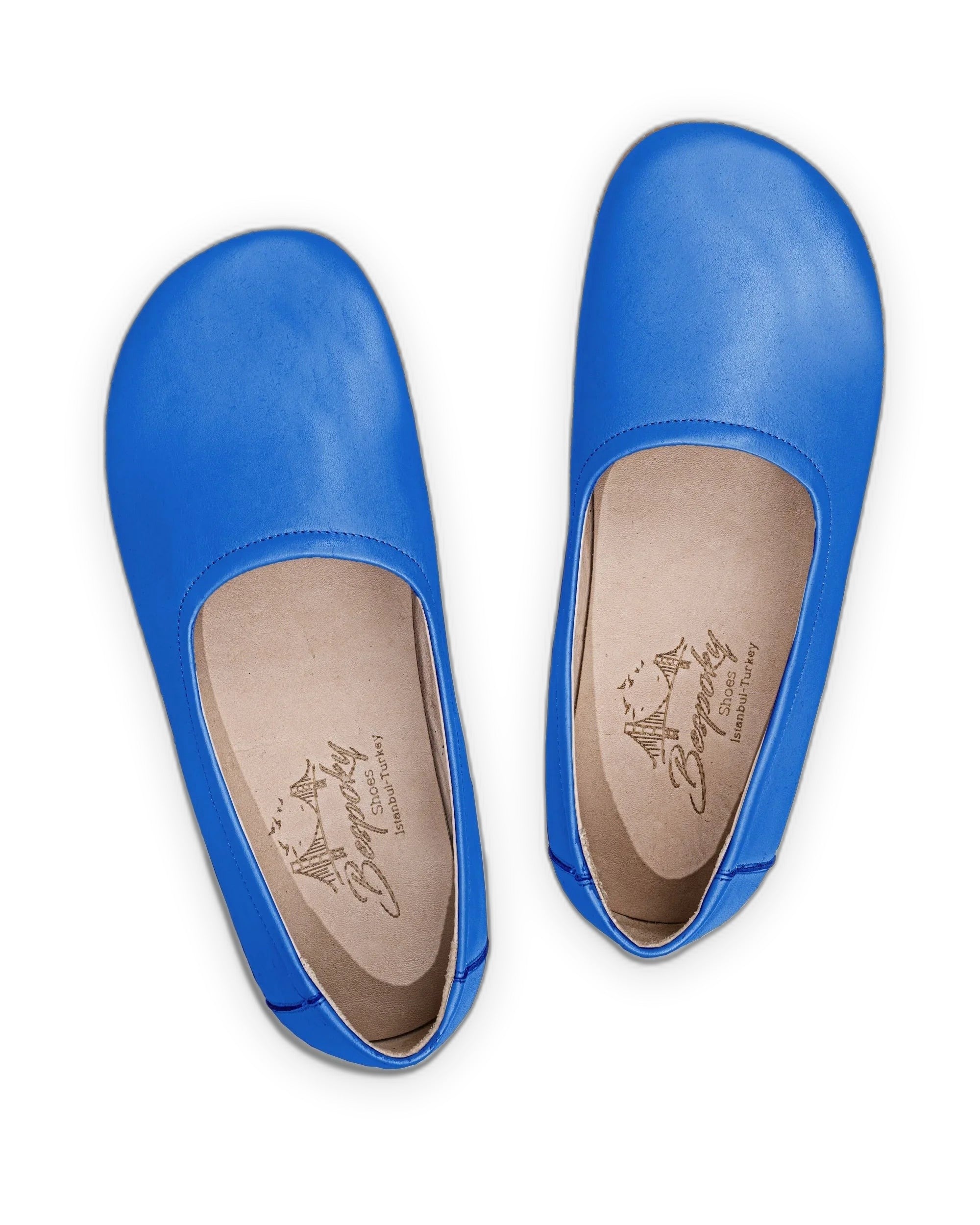 Side view Blue Ballet Flats - Calf Leather Zero Drop | Bespoky
