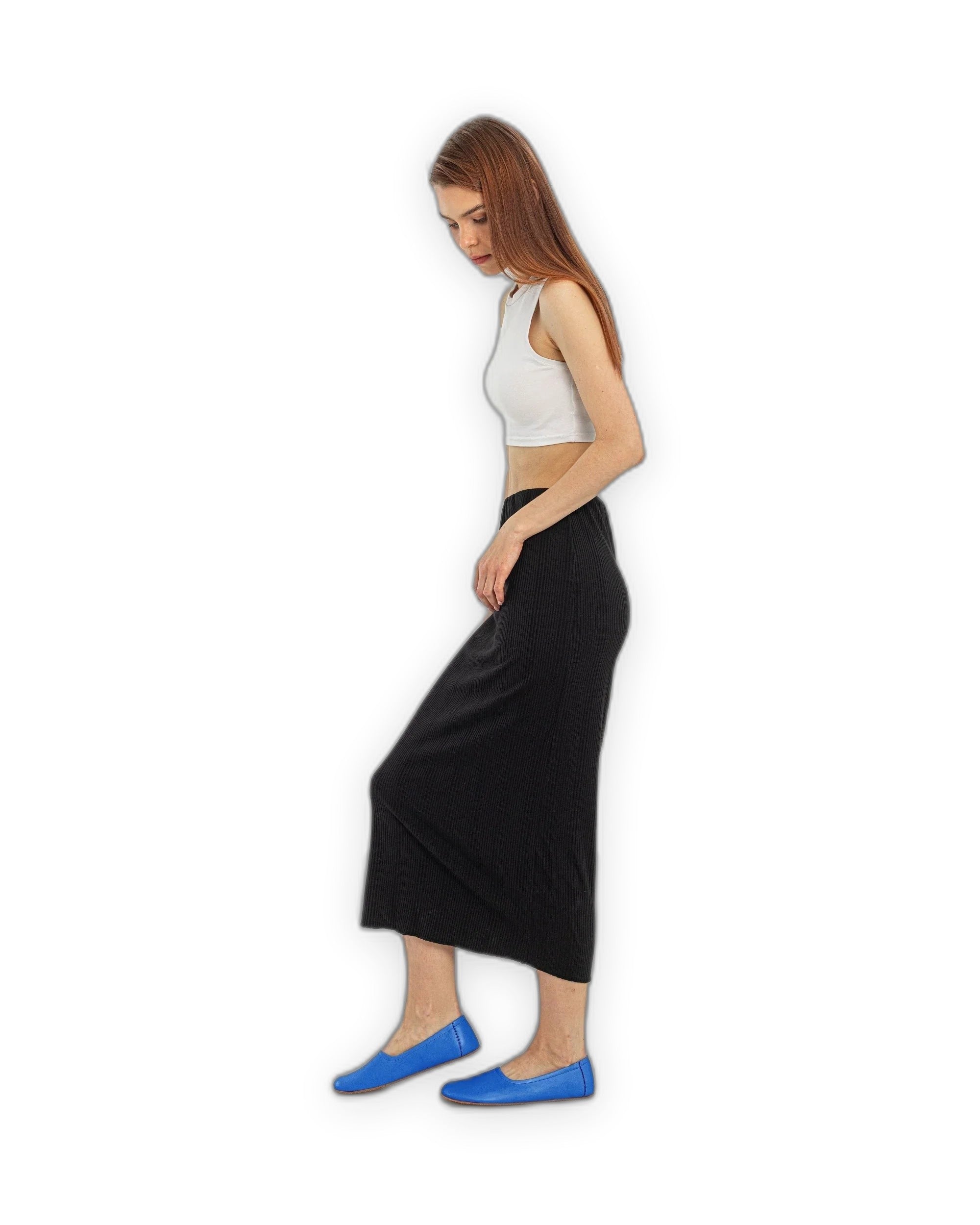 Back view Blue Ballet Flats - Calf Leather Handcrafted | Bespoky