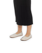 Side view Cream Ballet Flats - Calf Leather Zero Drop | Bespoky
