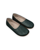 Women's Dark Green Ballet Flats - Handcrafted Calf Leather Wide Toe Box | Bespoky