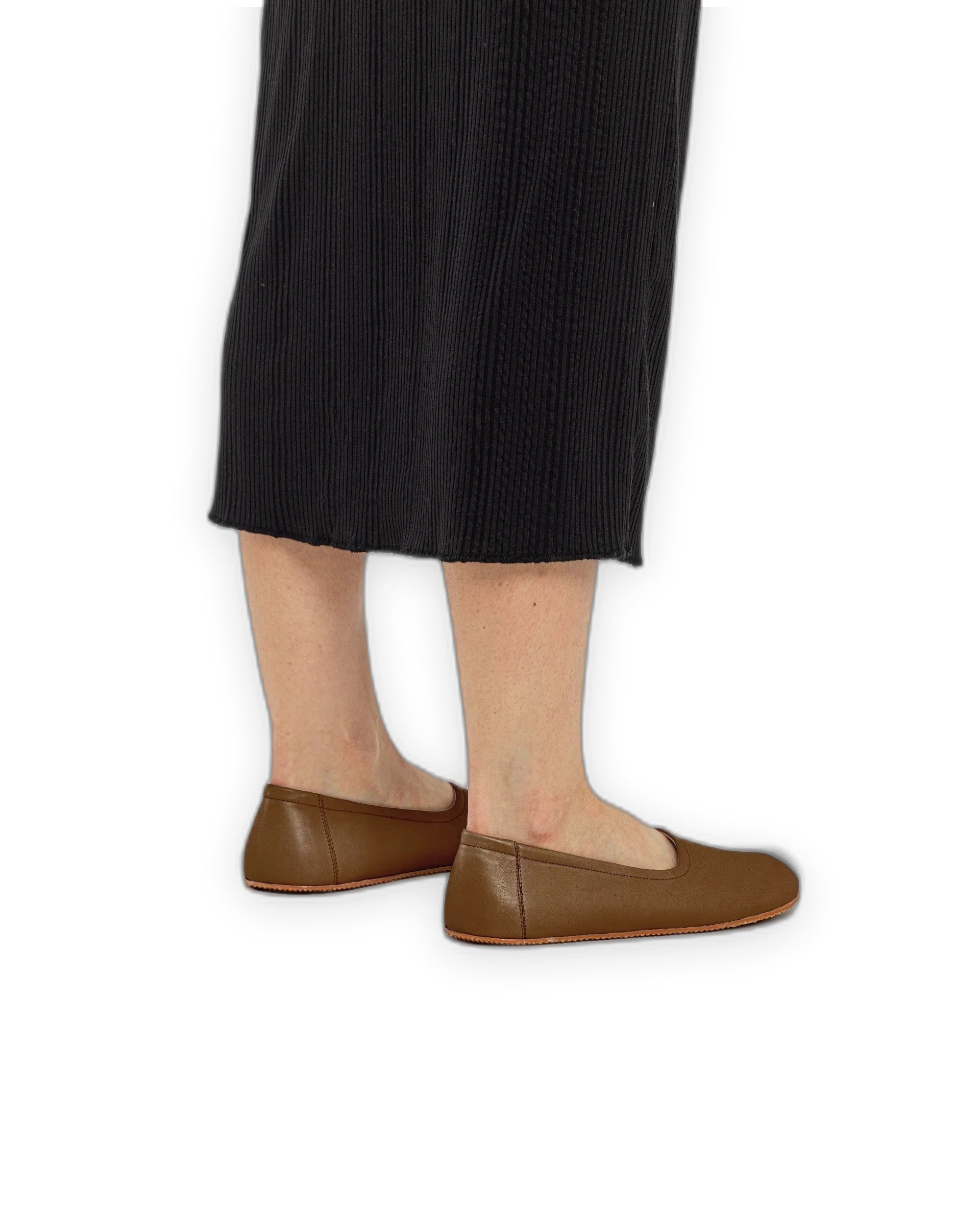 Detail Dark Tan Ballet Flats - Handcrafted Calf Leather Turkey | Bespoky