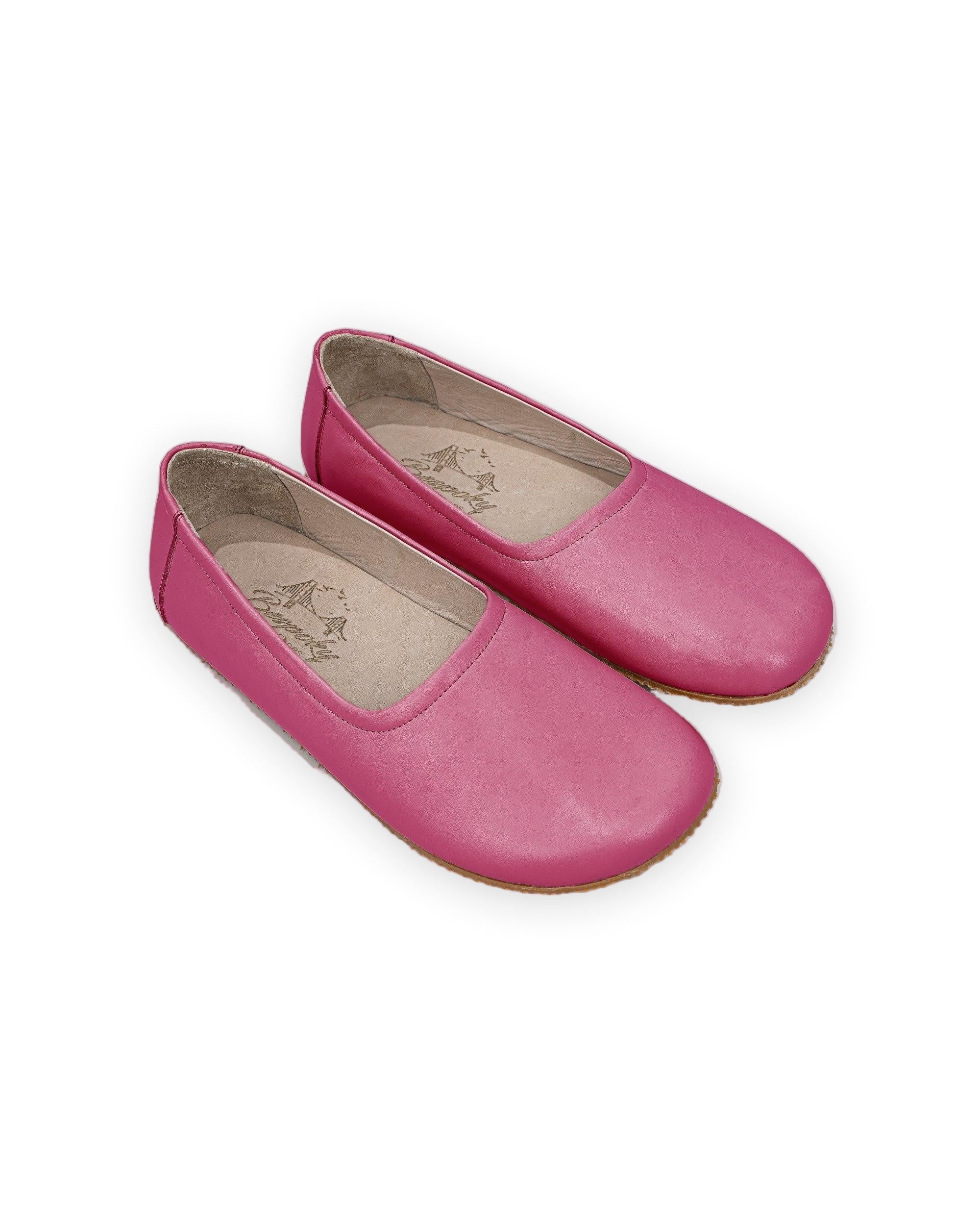 Women's Fuchsia Ballet Flats - Handcrafted Calf Leather Wide Toe Box | Bespoky