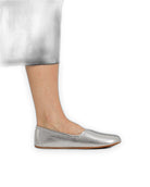 Detail Silver Ballet Flats - Handcrafted Calf Leather Turkey | Bespoky