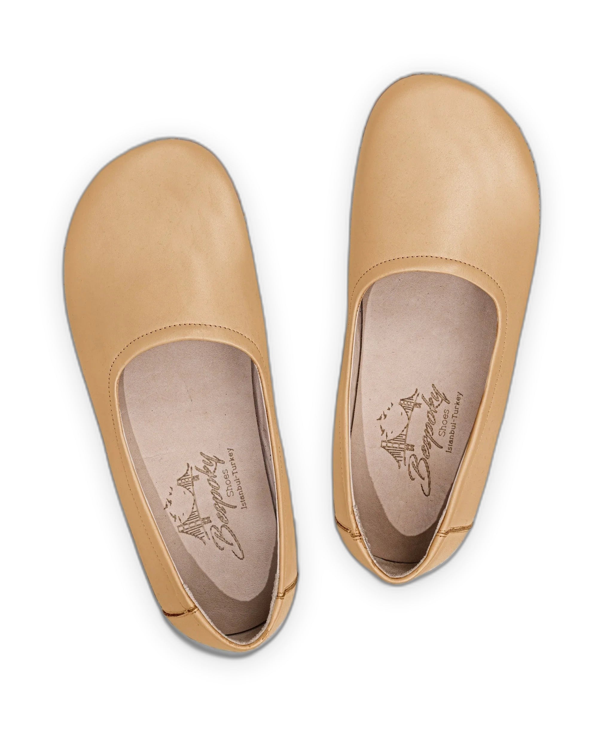 Side view Melon Yellow Ballet Flats - Calf Leather Zero Drop | Bespoky