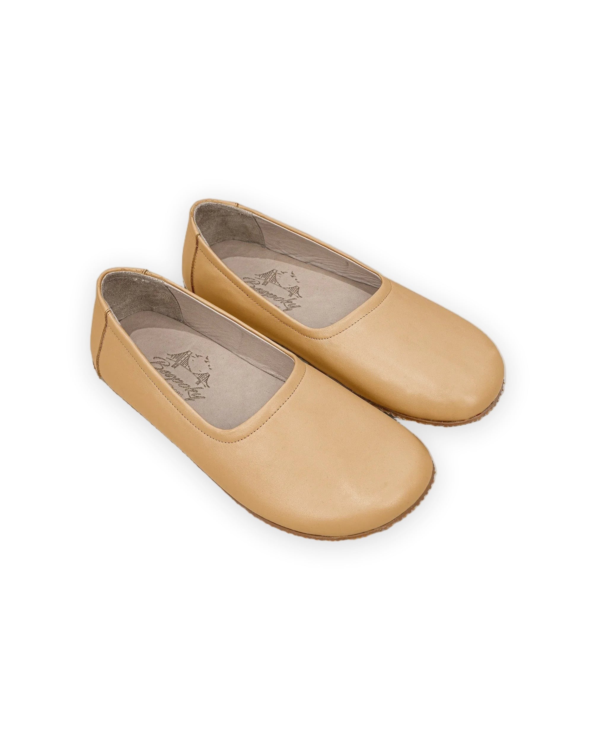 Women's Melon Yellow Ballet Flats - Handcrafted Calf Leather Wide Toe Box | Bespoky