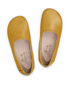 Side view Mustard Ballet Flats - Calf Leather Zero Drop | Bespoky