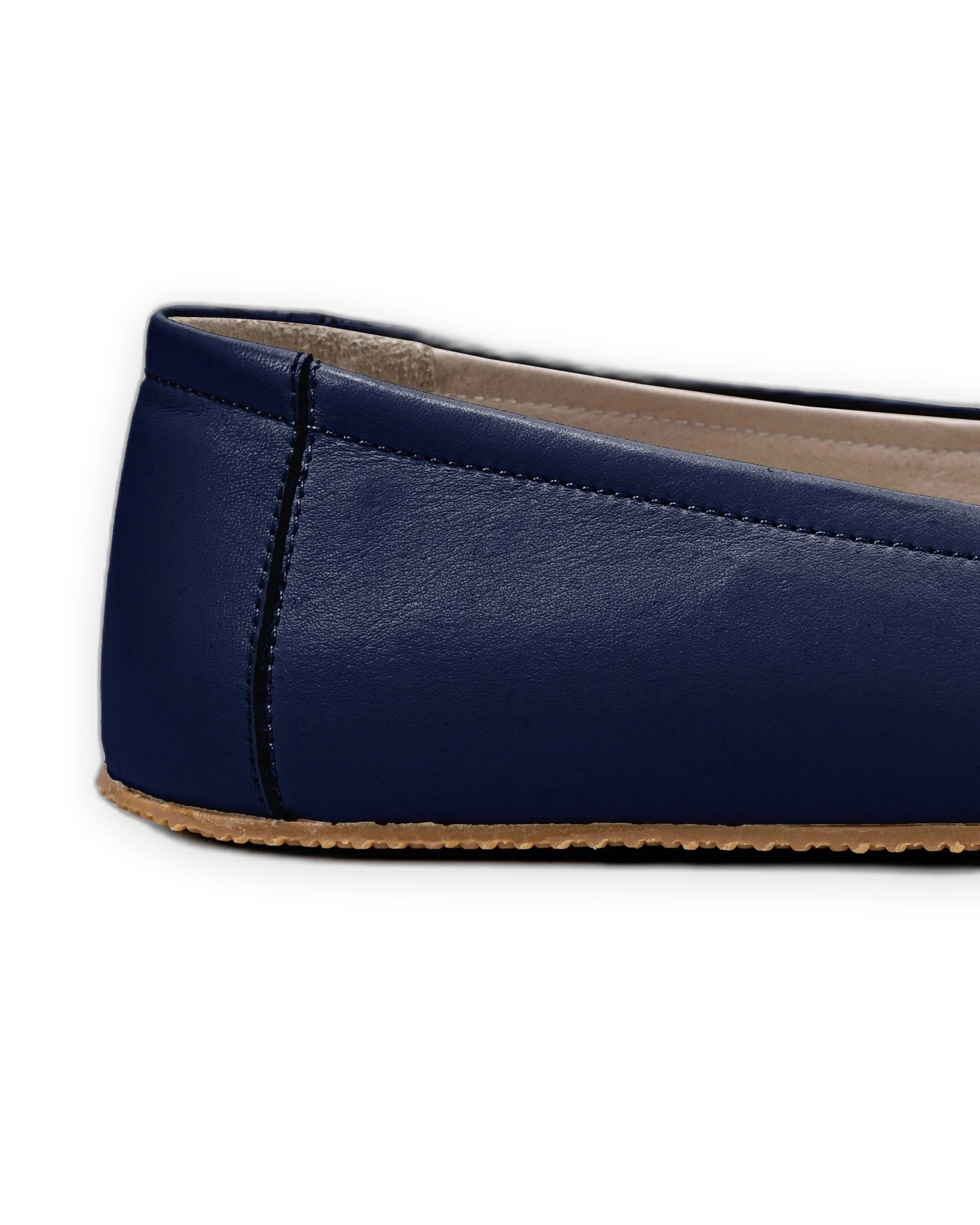 Side view Navy Blue Ballet Flats - Calf Leather Zero Drop | Bespoky