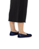 Top view Navy Blue Ballet Flats - Handcrafted Calf Leather | Bespoky