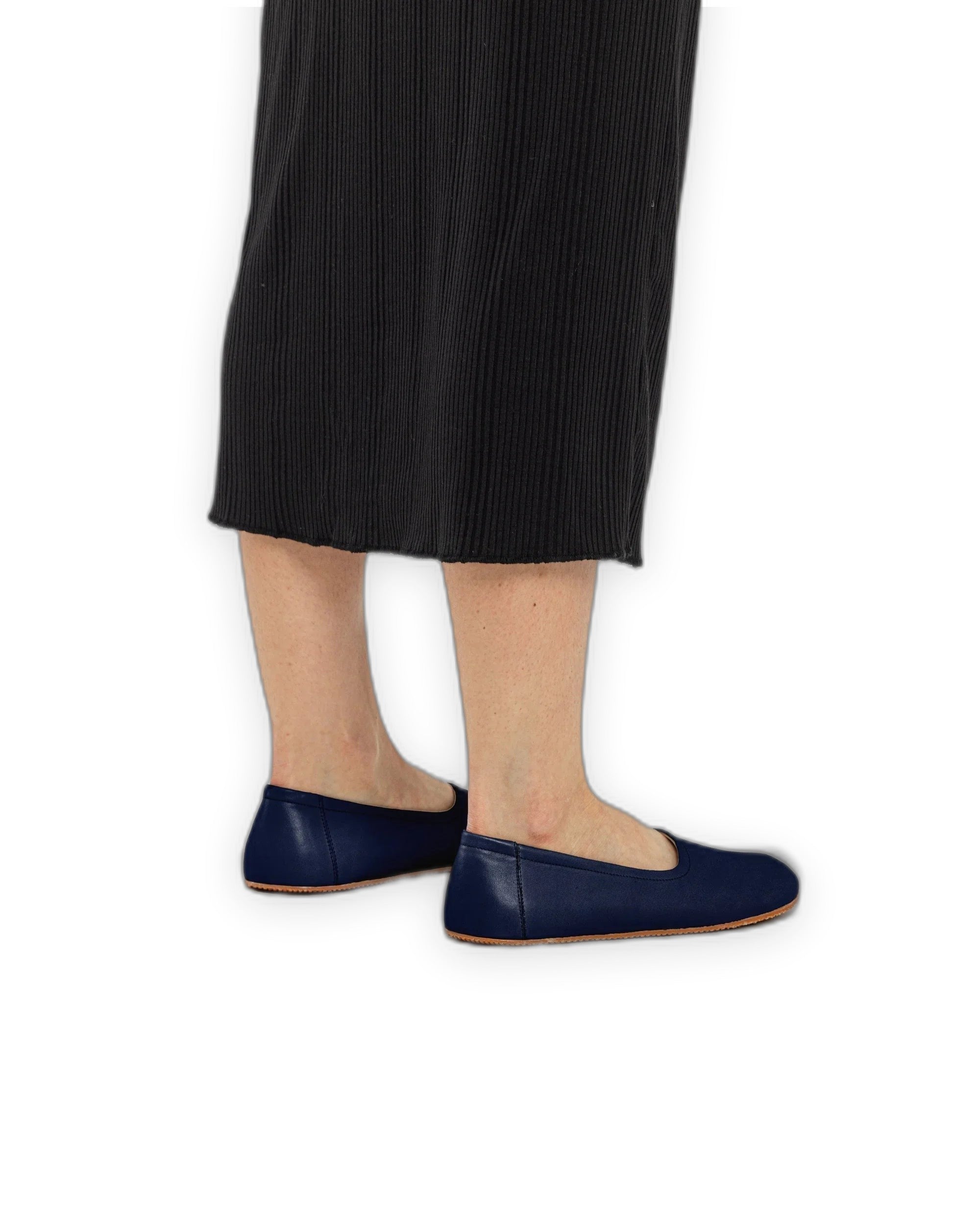 Top view Navy Blue Ballet Flats - Handcrafted Calf Leather | Bespoky