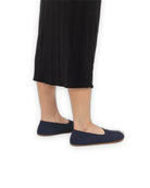Detail Navy Ballet Flats - Handcrafted Calf Leather Turkey | Bespoky