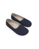 Women's Navy Ballet Flats - Handcrafted Calf Leather Wide Toe Box | Bespoky