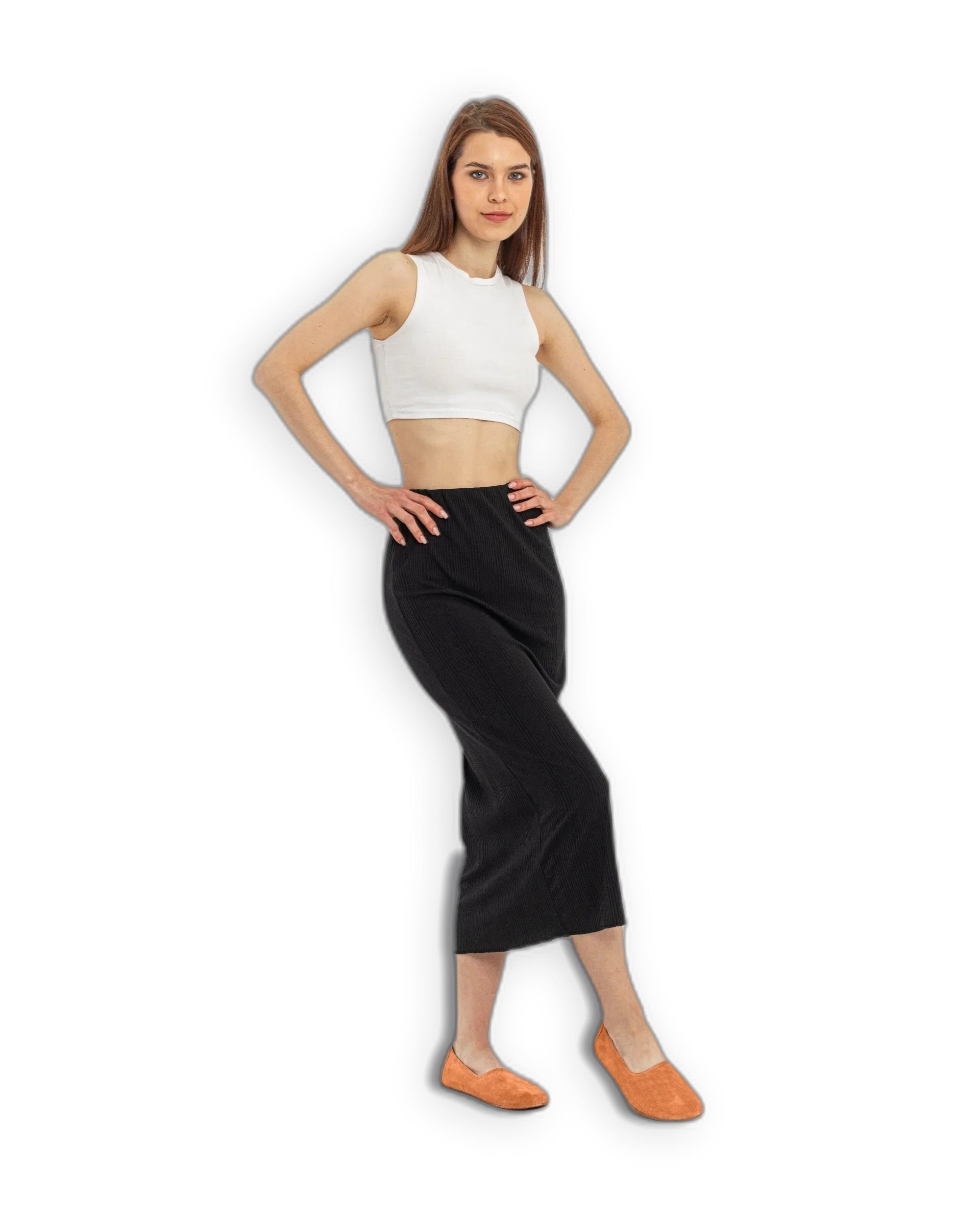 Pair Orange Ballet Flats - Barefoot Wide Toe Calf Leather | Bespoky
