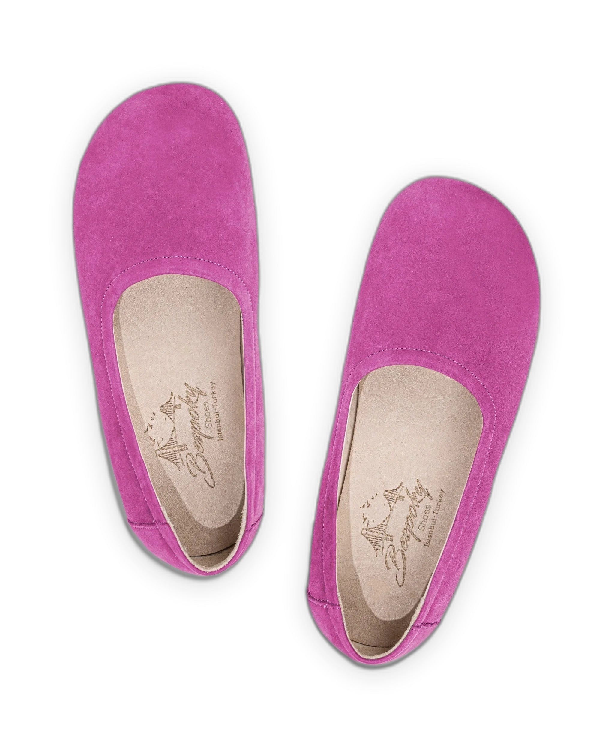 Side view Pink Ballet Flats - Calf Leather Zero Drop | Bespoky