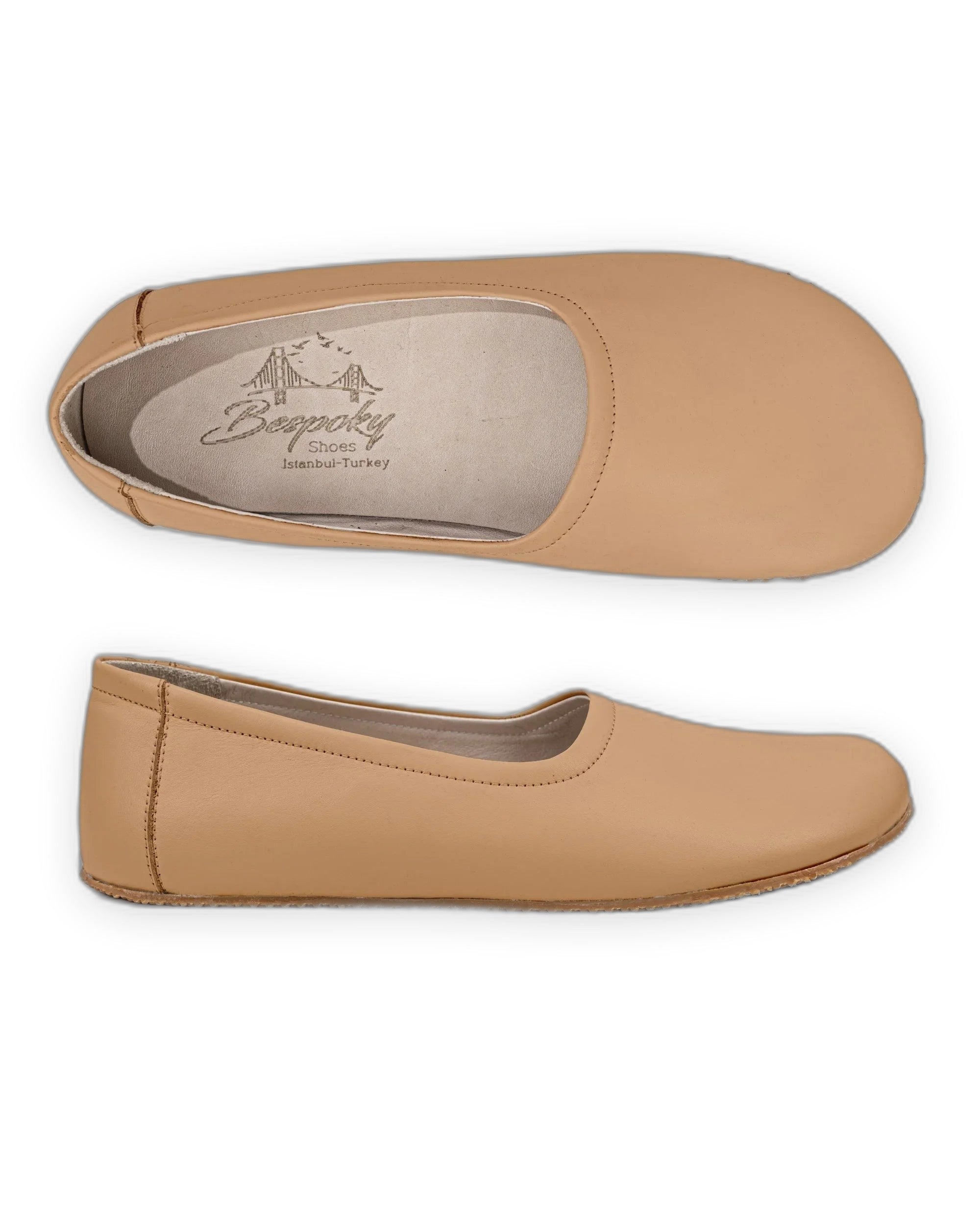 Sole detail Undyed Ballet Flats - Zero Drop Calf Leather | Bespoky