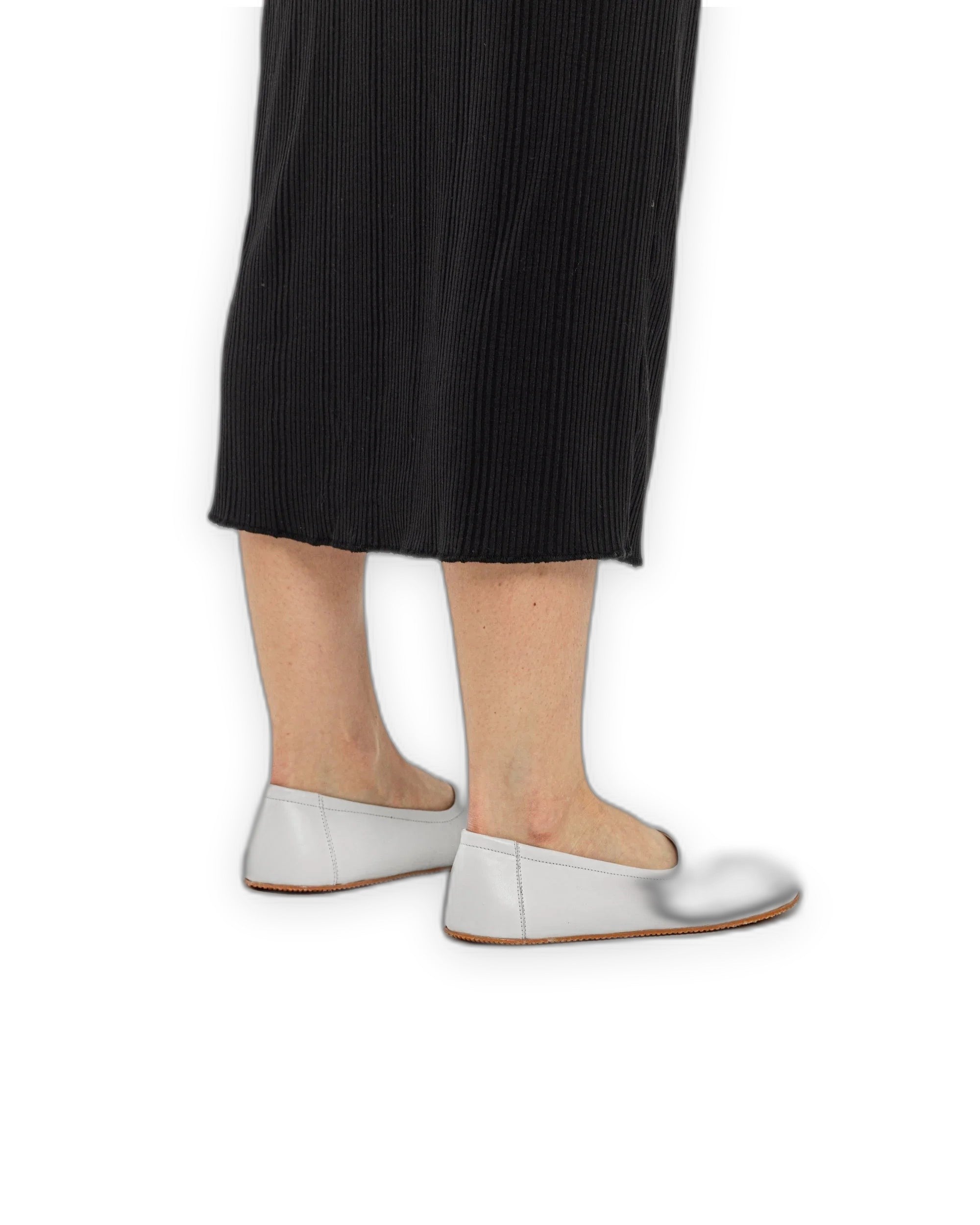Side view White Ballet Flats - Calf Leather Zero Drop | Bespoky