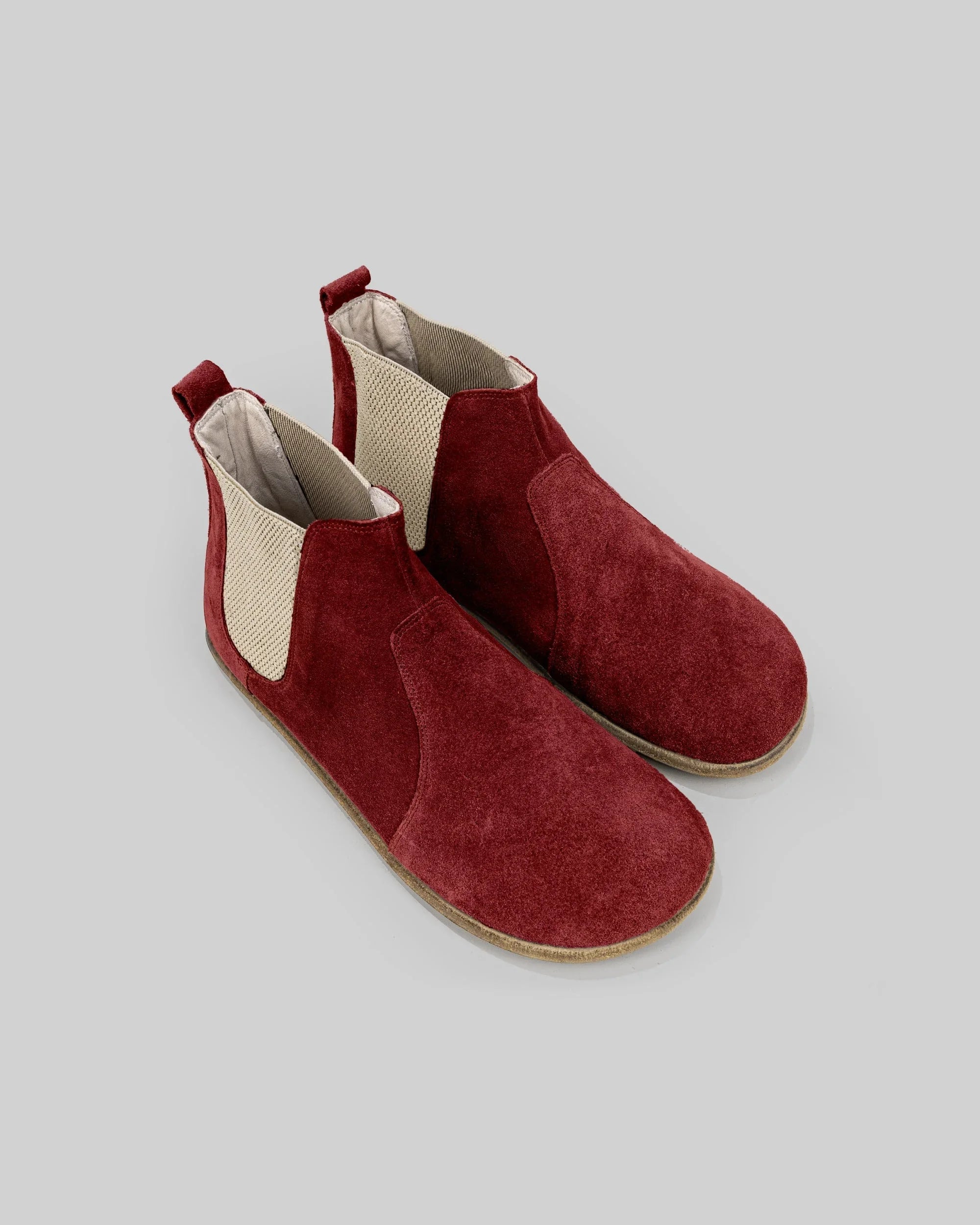 Men's Burgundy Suede Chelsea Boots - Handcrafted Calf Leather Wide Toe Box | Bespoky