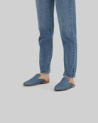 Back view Jean Blue Pointed Toe Mules - Calf Leather Handcrafted | Bespoky
