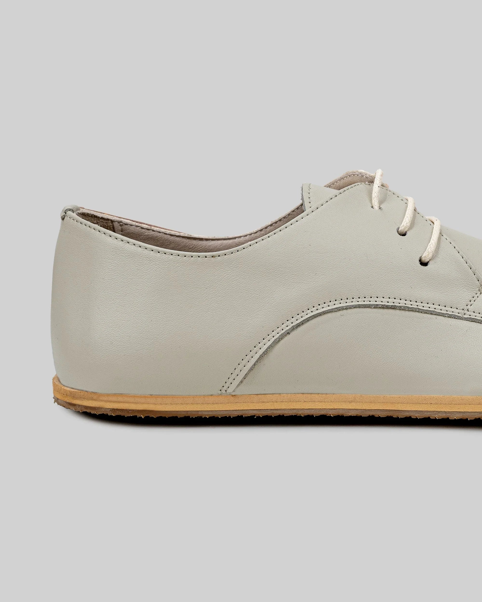 Pair Lucas Beige Oxford Shoes - Barefoot Wide Toe Calf Leather | Bespoky