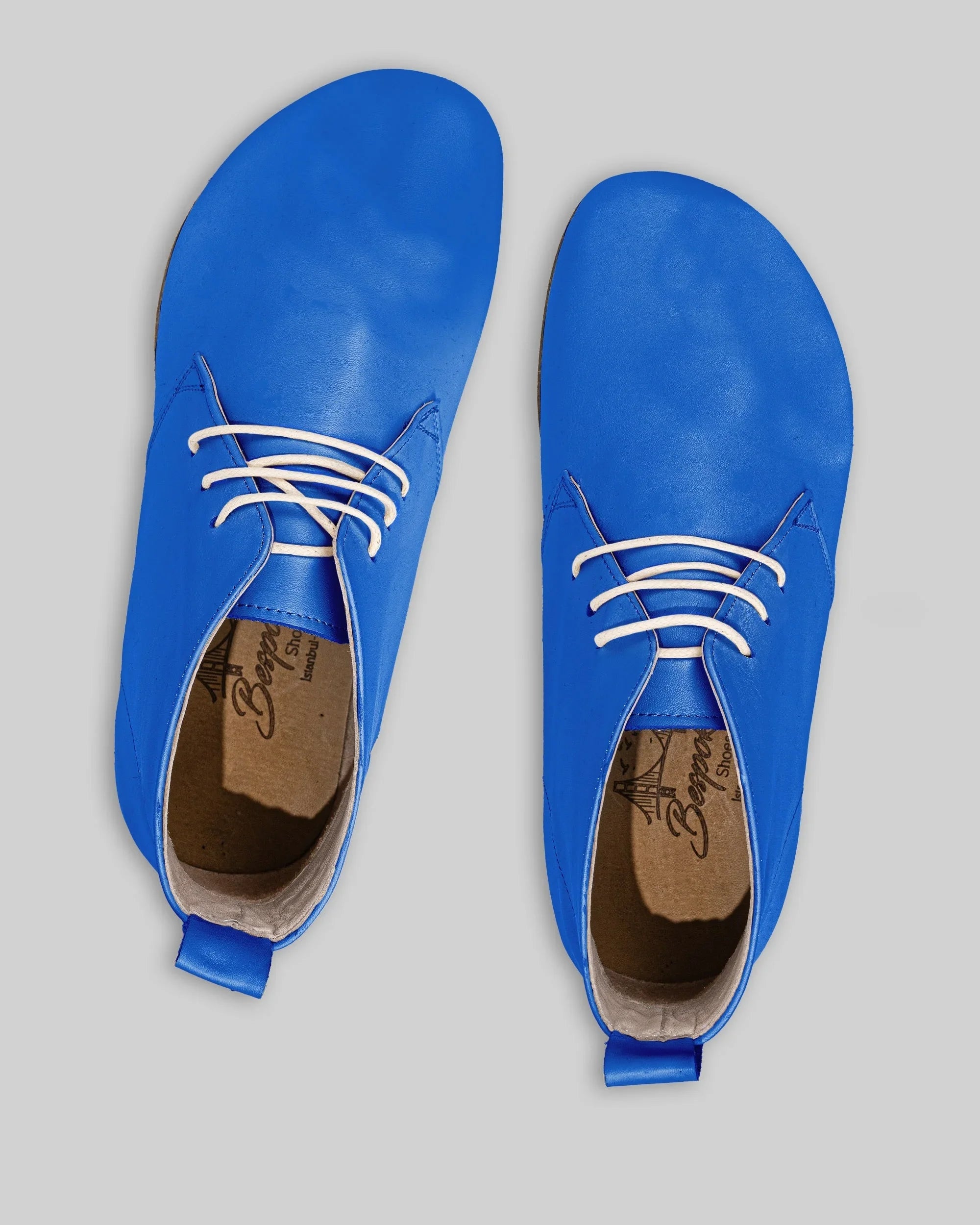 Top view Blue Ankle Boots - Handcrafted Calf Leather | Bespoky