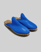 Women's Blue Slippers - Handcrafted Calf Leather Wide Toe Box | Bespoky