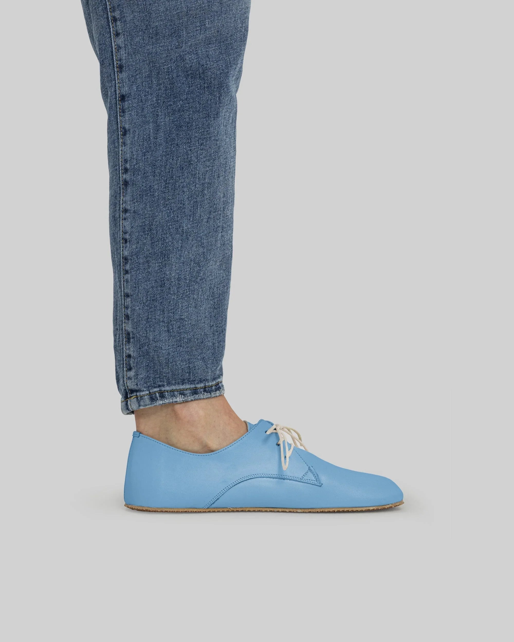 Back view Baby Blue Oxford Shoes - Calf Leather Handcrafted | Bespoky