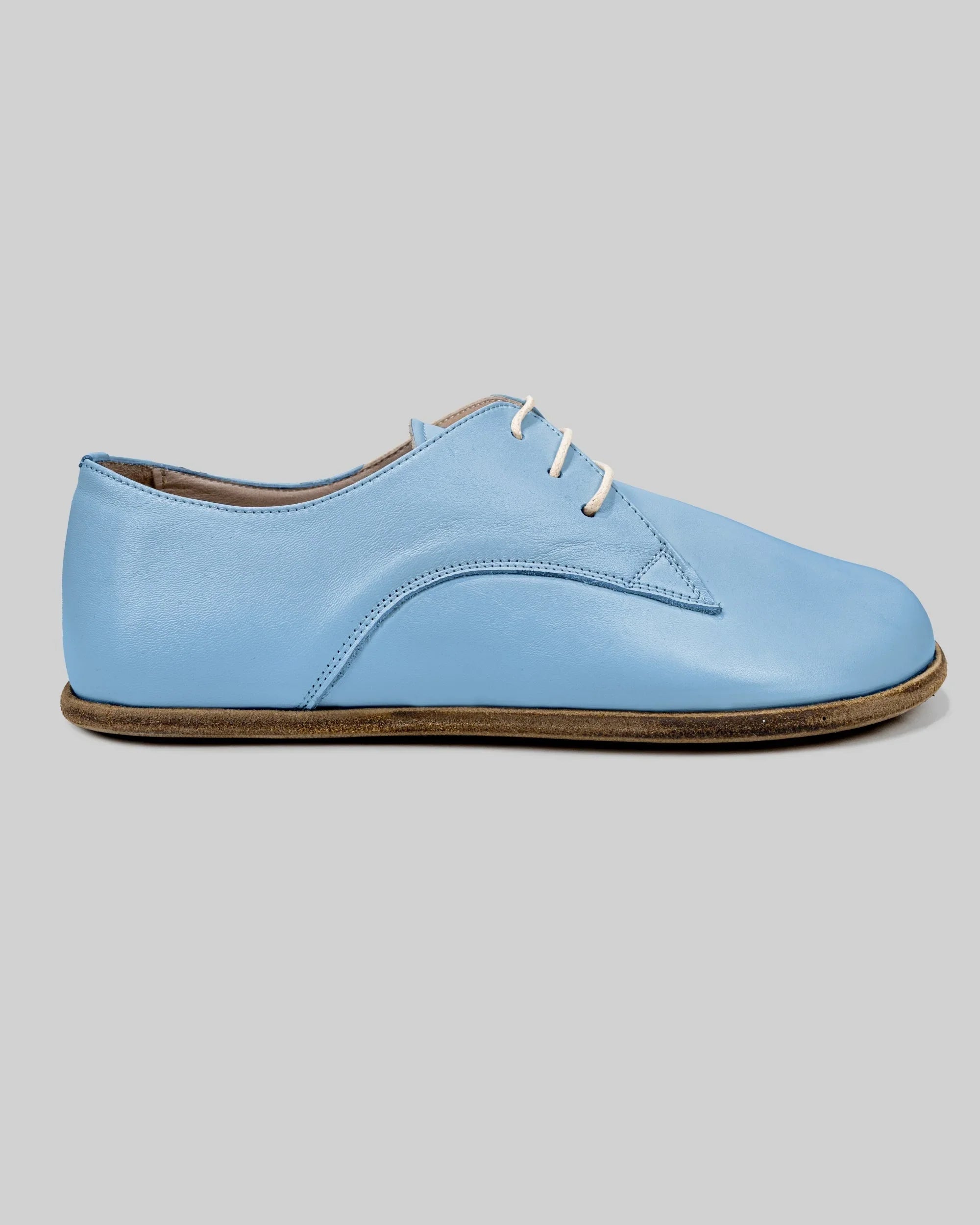 Side view Baby Blue Oxford Shoes - Calf Leather Zero Drop | Bespoky