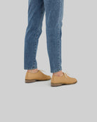 Close-up calf leather - Melon Yellow Pointed Toe Oxford Detail | Bespoky