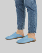 Top view Baby Blue Slippers - Handcrafted Calf Leather | Bespoky