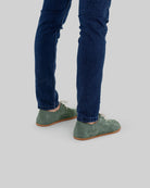 Detail Green Suede Oxford Shoes - Handcrafted Calf Leather Turkey | Bespoky