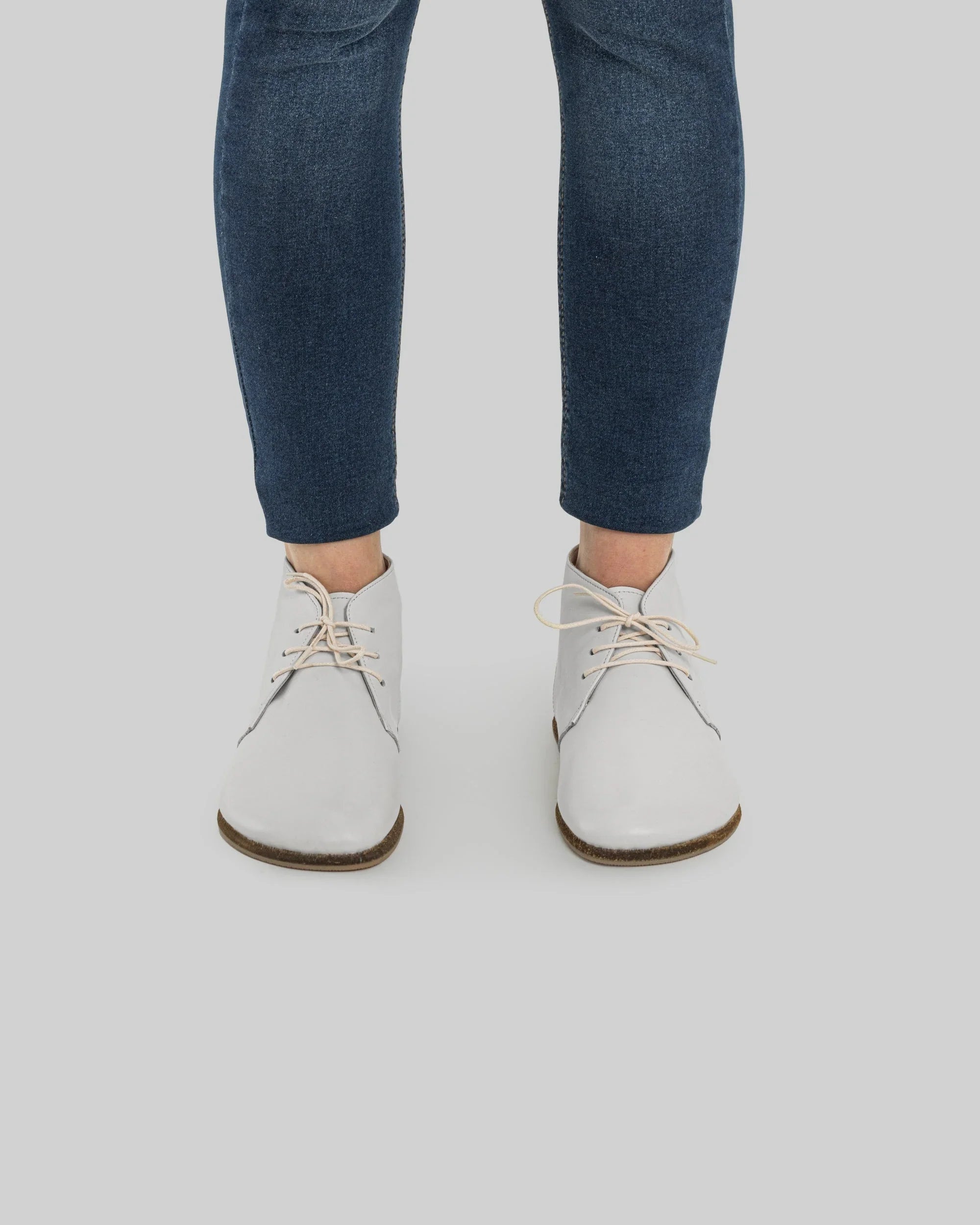 Pair White Ankle Boots - Barefoot Wide Toe Calf Leather | Bespoky