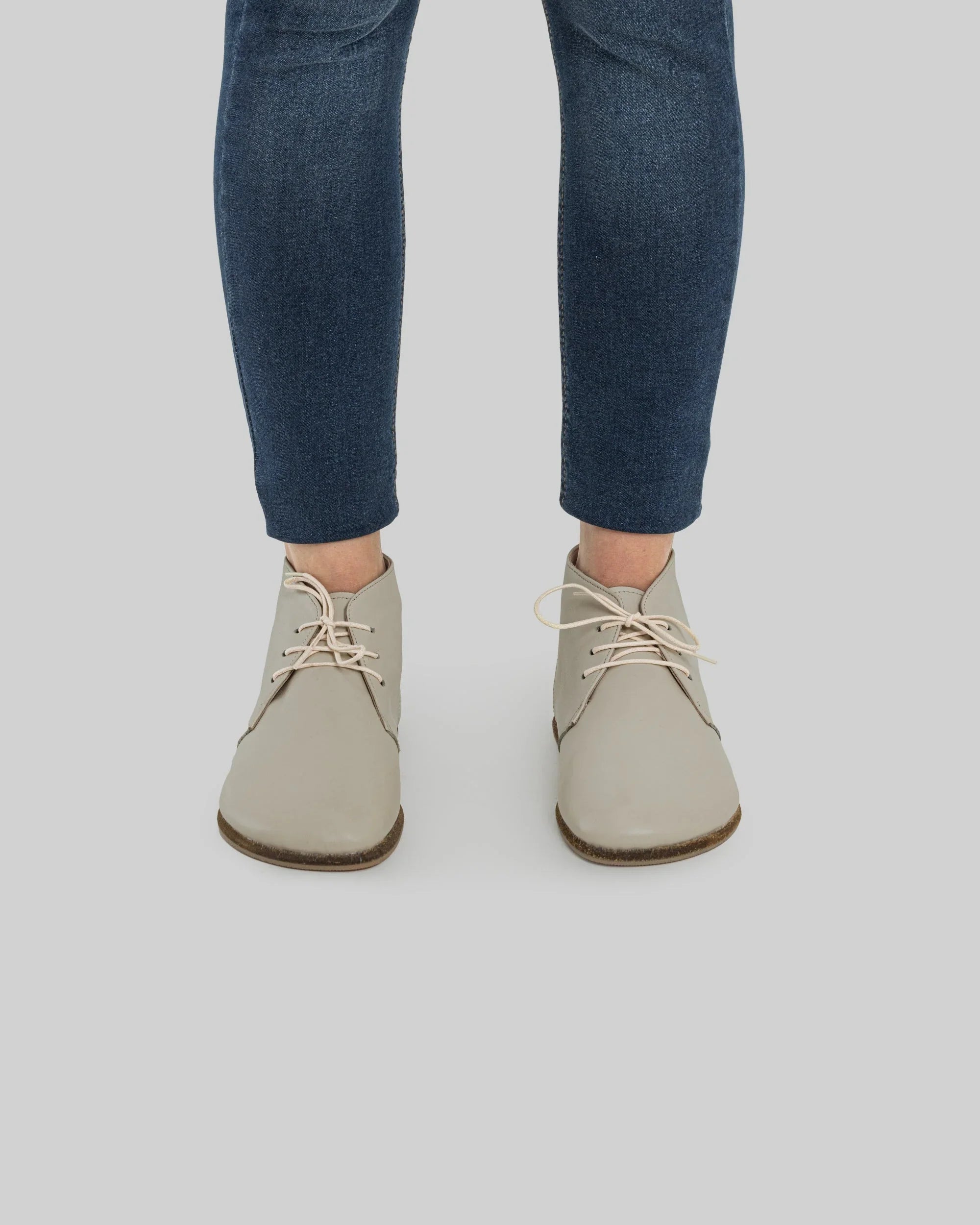 Side view Lucas Beige Ankle Boots - Calf Leather Zero Drop | Bespoky